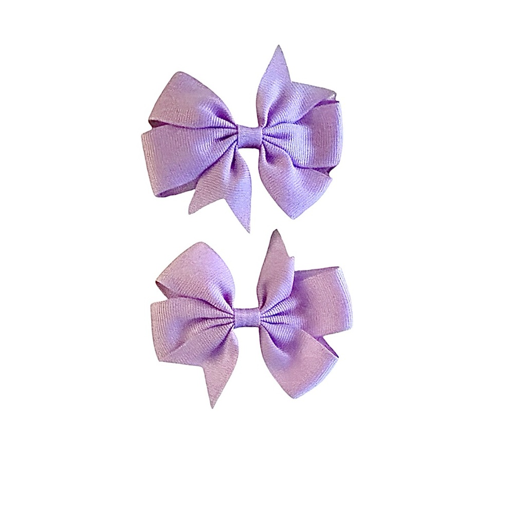 Girls Lavender Ribbon Bows Hair Clips Pair NEW